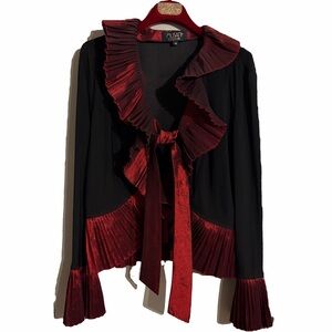 MUSANI COUTURE dramatic goth ruffle and pleated accented blouse. Sz 48